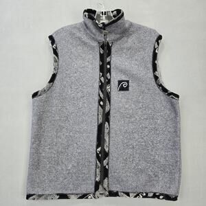 KD Spring Gray Cozy Fleece Vest Full Zip Classic Sleeveless Lightweight Womens M